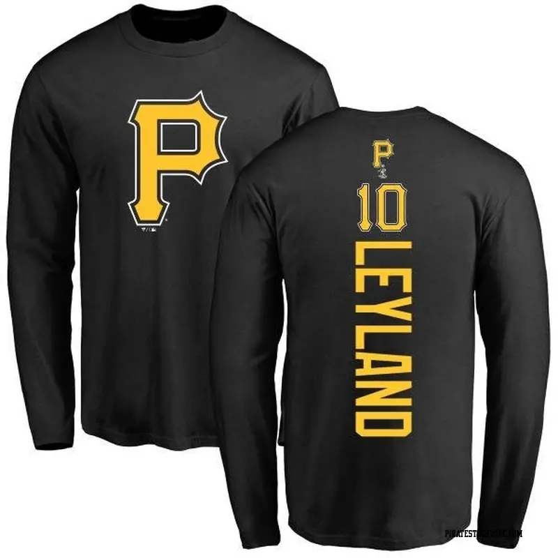 Men's Pittsburgh Pirates ＃10 Jim Leyland Black Backer Long Sleeve T-Shirt