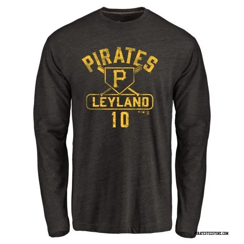 Men's Pittsburgh Pirates ＃10 Jim Leyland Black Branded Base Runner Long Sleeve T-Shirt