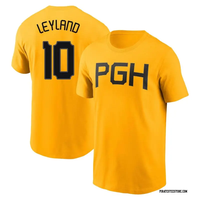 Men's Pittsburgh Pirates ＃10 Jim Leyland Gold 2023 City Connect Name & Number T-Shirt