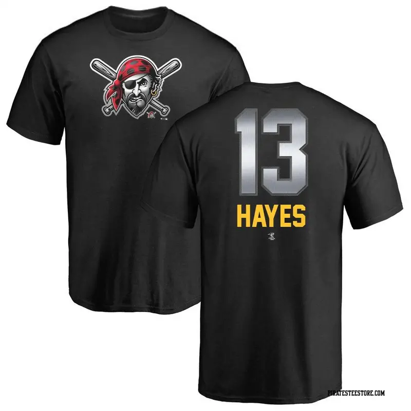 Men's Pittsburgh Pirates ＃13 Ke'Bryan Hayes Black Branded Midnight Mascot T-Shirt
