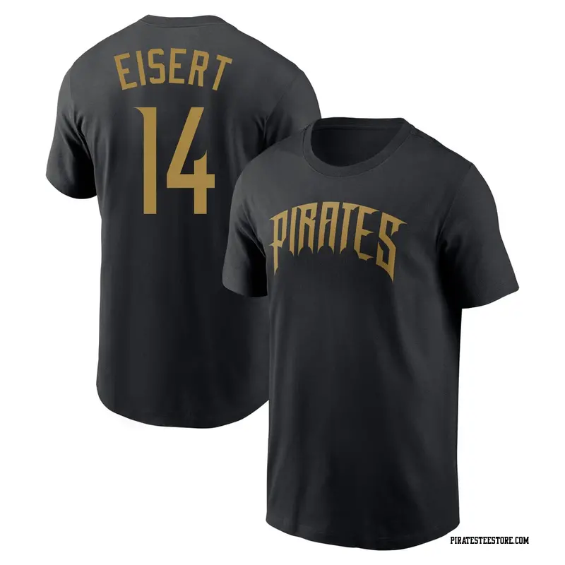 Men's Pittsburgh Pirates ＃14 Brandon Eisert Black 2026 City Connect Name & Number T-Shirt