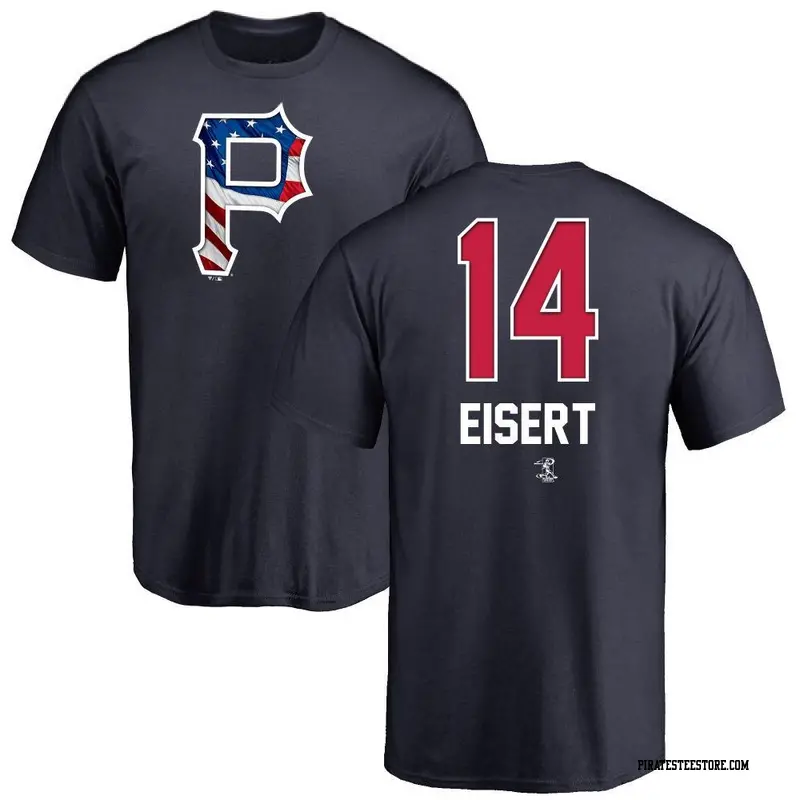 Men's Pittsburgh Pirates ＃14 Brandon Eisert Navy Name and Number Banner Wave T-Shirt