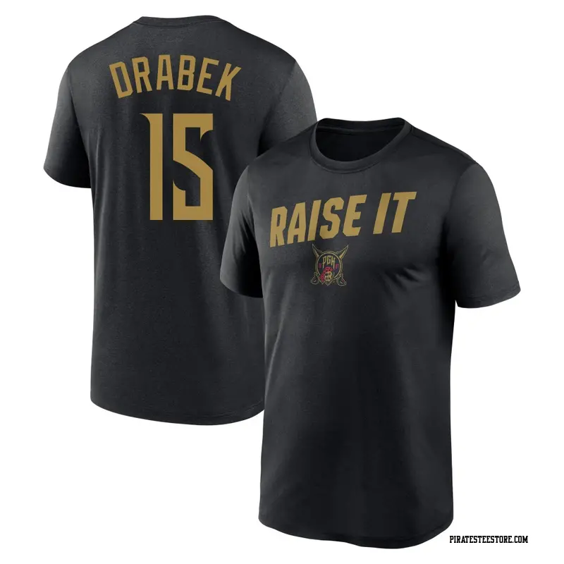 Men's Pittsburgh Pirates ＃15 Doug Drabek Black 2026 City Connect Team Phrase Script Name & Number T-Shirt