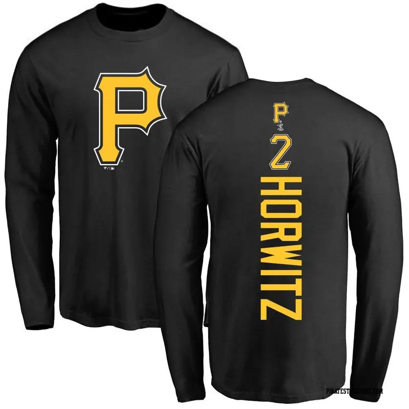 Men's Pittsburgh Pirates ＃2 Spencer Horwitz Black Backer Long Sleeve T-Shirt