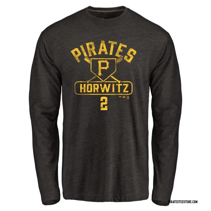 Men's Pittsburgh Pirates ＃2 Spencer Horwitz Black Base Runner Long Sleeve T-Shirt