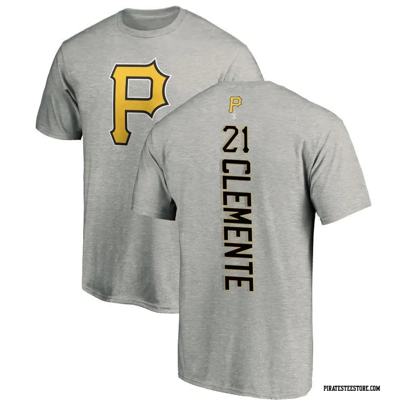 Men's Pittsburgh Pirates ＃21 Roberto Clemente Ash Backer T-Shirt