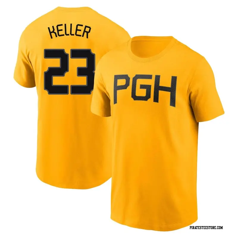 Men's Pittsburgh Pirates ＃23 Mitch Keller Gold 2023 City Connect Name & Number T-Shirt