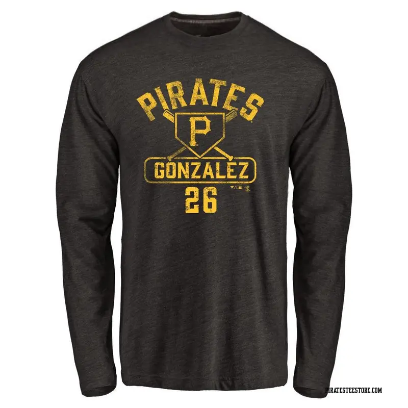 Men's Pittsburgh Pirates ＃26 Jacob Gonzalez Black Base Runner Long Sleeve T-Shirt