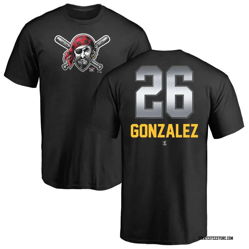 Men's Pittsburgh Pirates ＃26 Jacob Gonzalez Black Midnight Mascot T-Shirt
