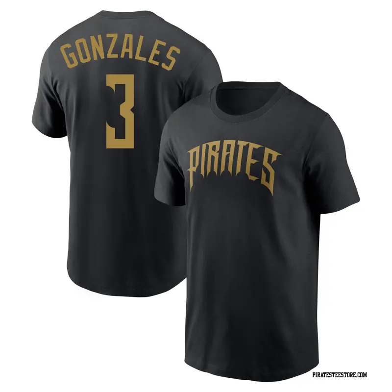 Men's Pittsburgh Pirates ＃3 Nick Gonzales Black 2026 City Connect Name & Number T-Shirt