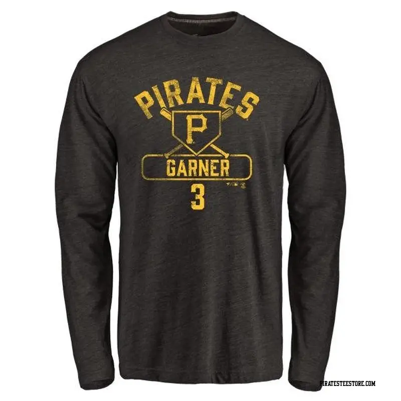 Men's Pittsburgh Pirates ＃3 Phil Garner Black Branded Base Runner Long Sleeve T-Shirt