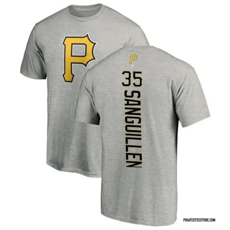 Men's Pittsburgh Pirates ＃35 Manny Sanguillen Ash Backer T-Shirt