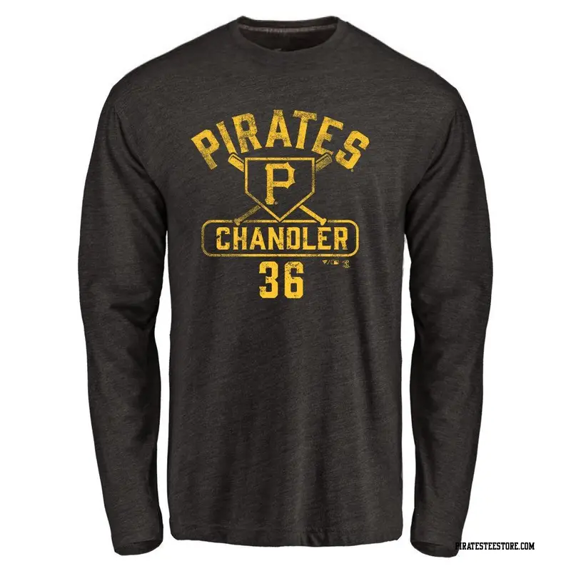 Men's Pittsburgh Pirates ＃36 Bubba Chandler Black Base Runner Long Sleeve T-Shirt
