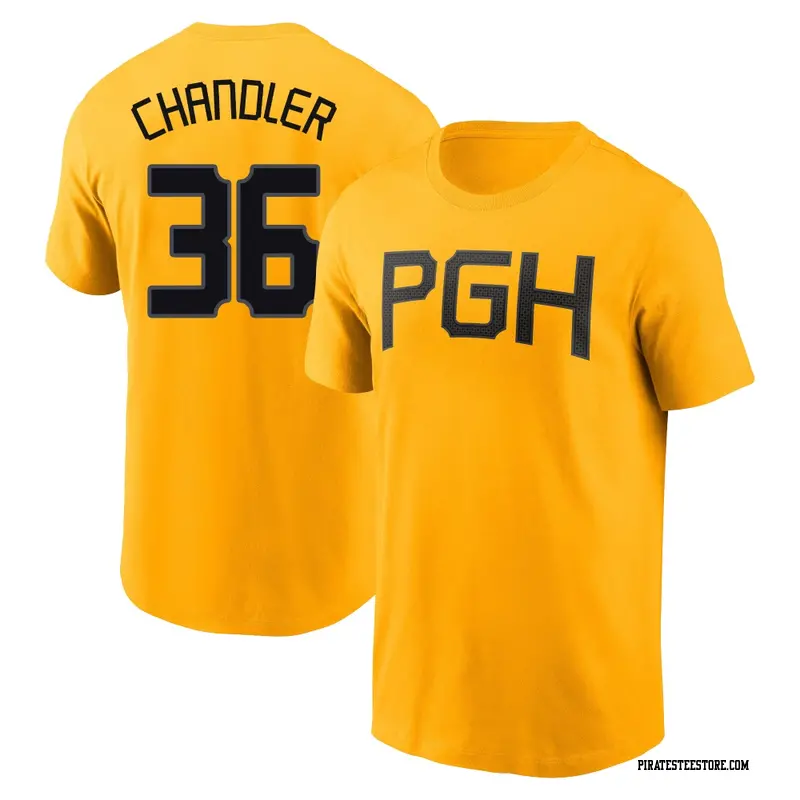 Men's Pittsburgh Pirates ＃36 Bubba Chandler Gold 2023 City Connect Name & Number T-Shirt