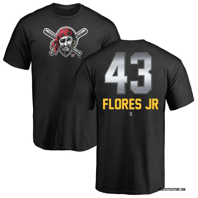 Men's Pittsburgh Pirates ＃43 Rafael Flores Jr. Black Midnight Mascot T-Shirt