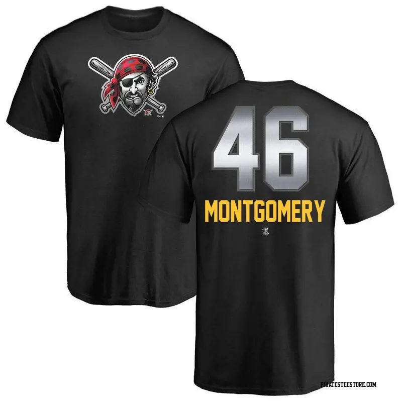 Men's Pittsburgh Pirates ＃46 Mason Montgomery Black Midnight Mascot T-Shirt