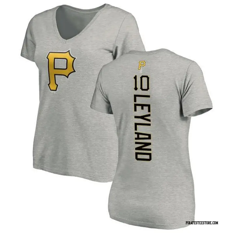 Women's Pittsburgh Pirates ＃10 Jim Leyland Ash Backer Slim Fit T-Shirt