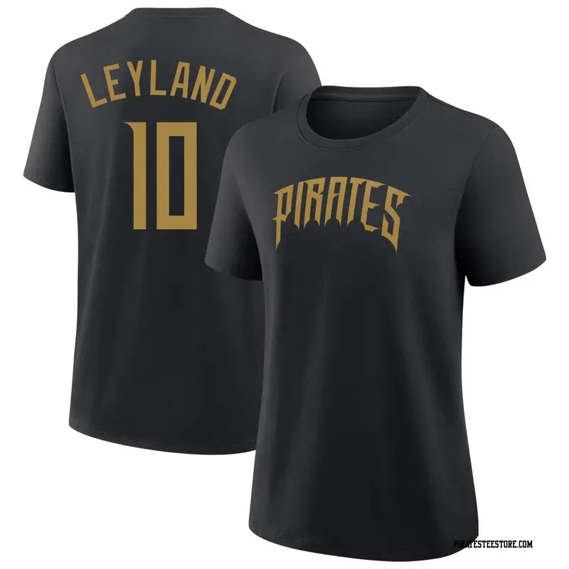 Women's Pittsburgh Pirates ＃10 Jim Leyland Black 2026 City Connect Name & Number T-Shirt