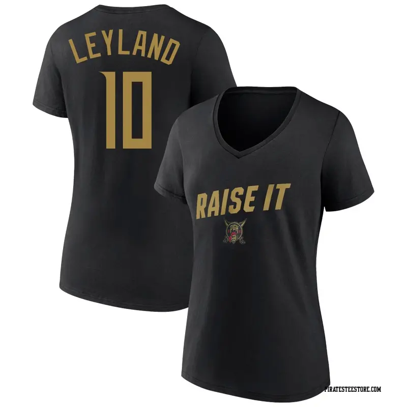Women's Pittsburgh Pirates ＃10 Jim Leyland Black 2026 City Connect Team Phrase Script Name & Number T-Shirt