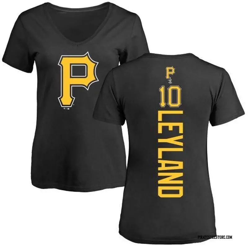 Women's Pittsburgh Pirates ＃10 Jim Leyland Black Backer Slim Fit T-Shirt