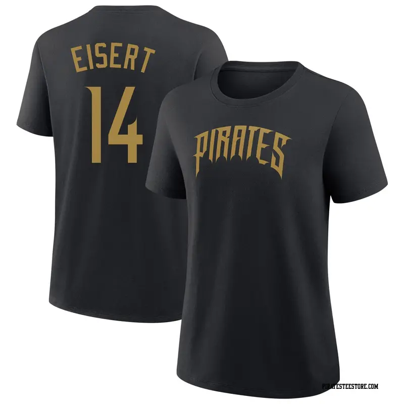 Women's Pittsburgh Pirates ＃14 Brandon Eisert Black 2026 City Connect Name & Number T-Shirt
