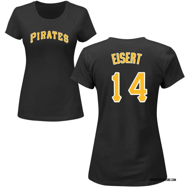 Women's Pittsburgh Pirates ＃14 Brandon Eisert Black Roster Name & Number T-Shirt