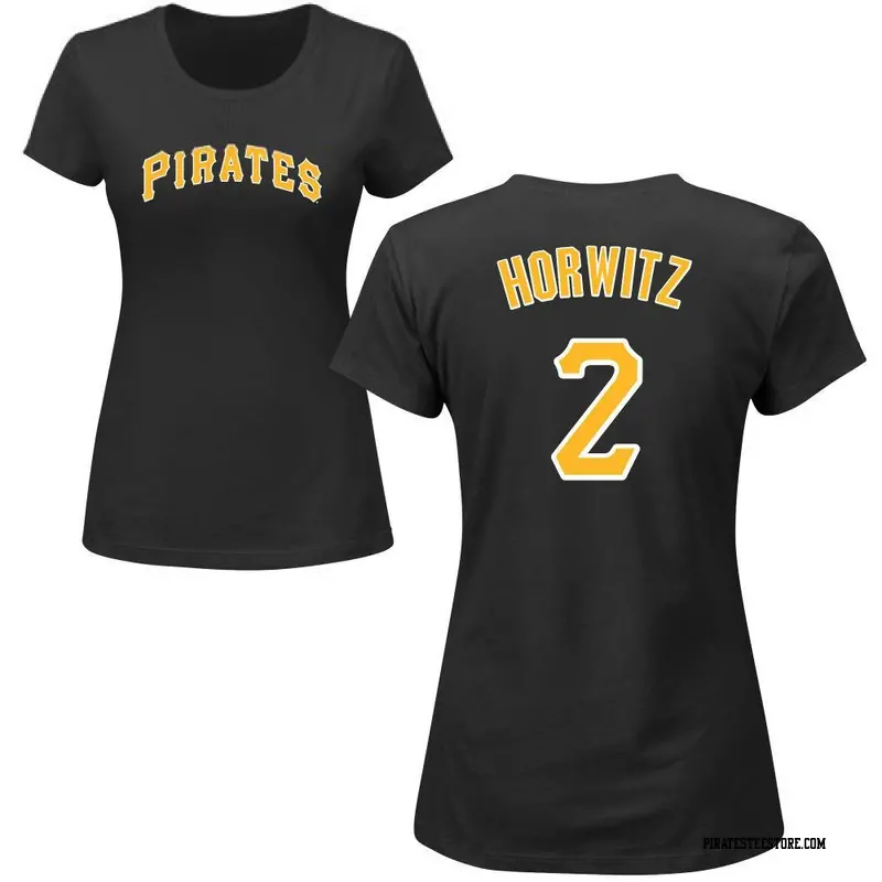 Women's Pittsburgh Pirates ＃2 Spencer Horwitz Black Roster Name & Number T-Shirt