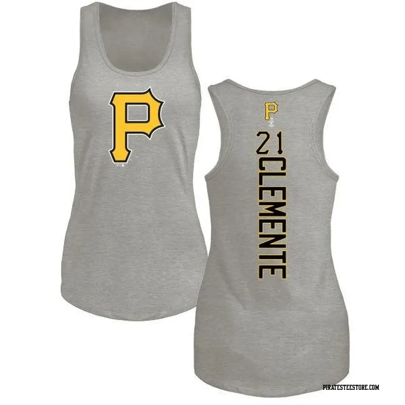 Women's Pittsburgh Pirates ＃21 Roberto Clemente Ash Branded Backer Tank Top