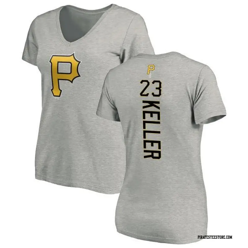 Women's Pittsburgh Pirates ＃23 Mitch Keller Ash Backer Slim Fit T-Shirt