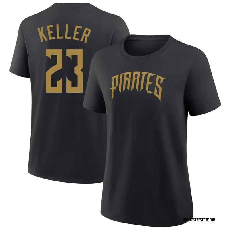 Women's Pittsburgh Pirates ＃23 Mitch Keller Black 2026 City Connect Name & Number T-Shirt