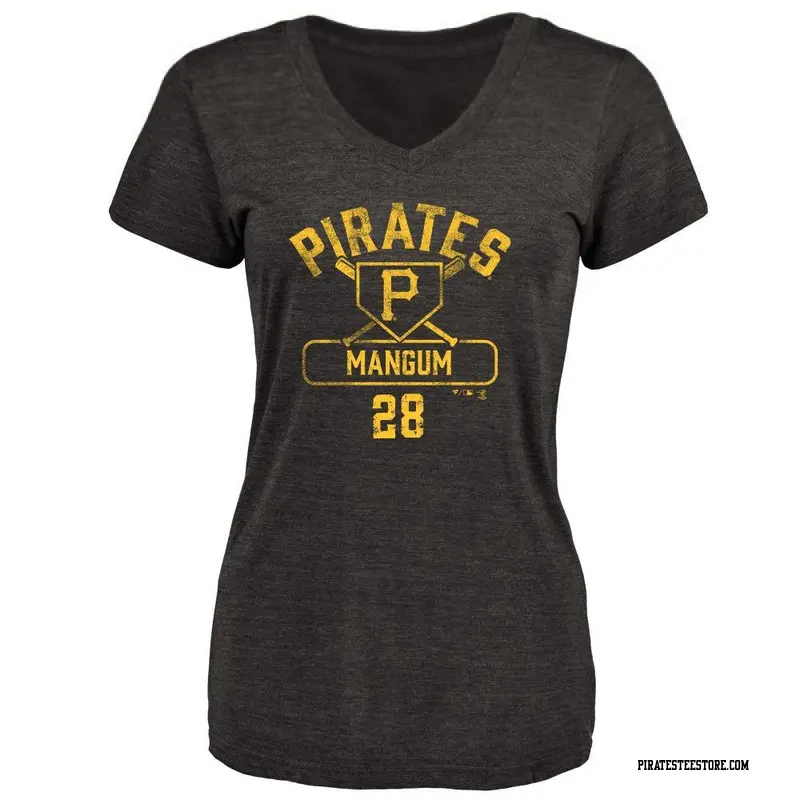 Women's Pittsburgh Pirates ＃28 Jake Mangum Black Base Runner T-Shirt