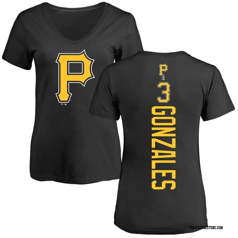 Women's Pittsburgh Pirates ＃3 Nick Gonzales Black Backer Slim Fit T-Shirt