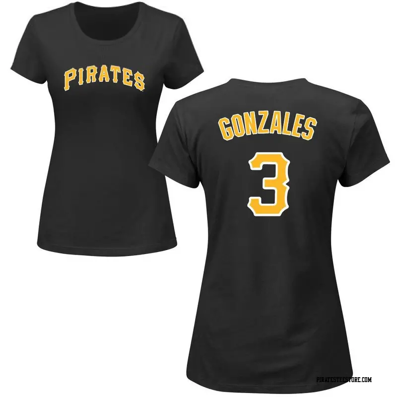 Women's Pittsburgh Pirates ＃3 Nick Gonzales Black Roster Name & Number T-Shirt