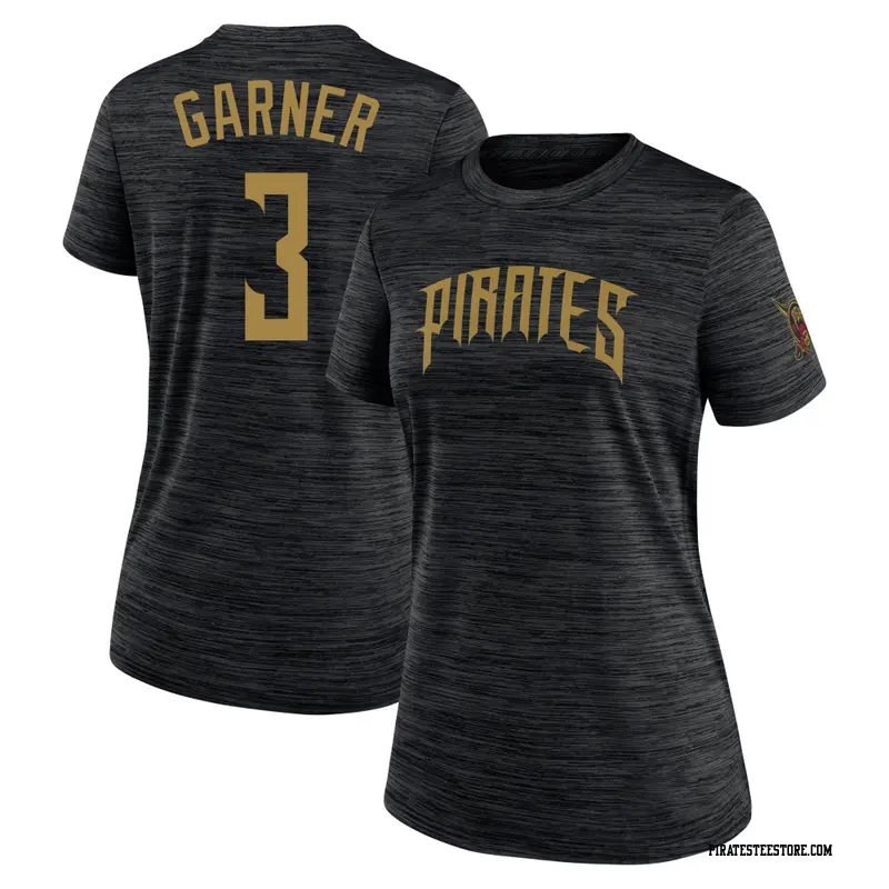Women's Pittsburgh Pirates ＃3 Phil Garner Black 2026 City Connect Game Day Velocity Name & Number T-Shirt
