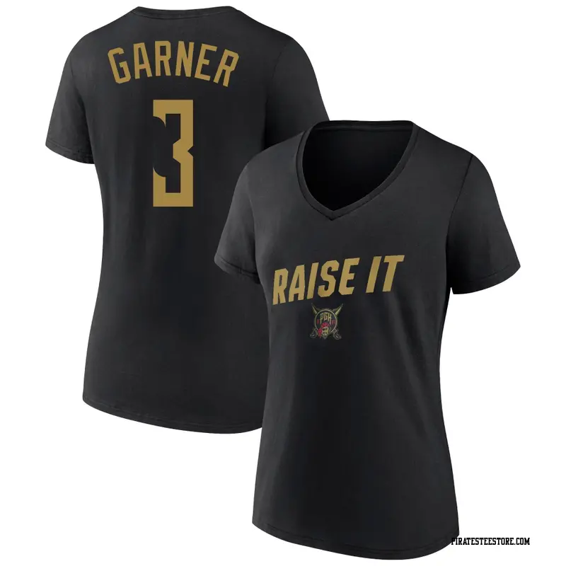 Women's Pittsburgh Pirates ＃3 Phil Garner Black 2026 City Connect Team Phrase Script Name & Number T-Shirt