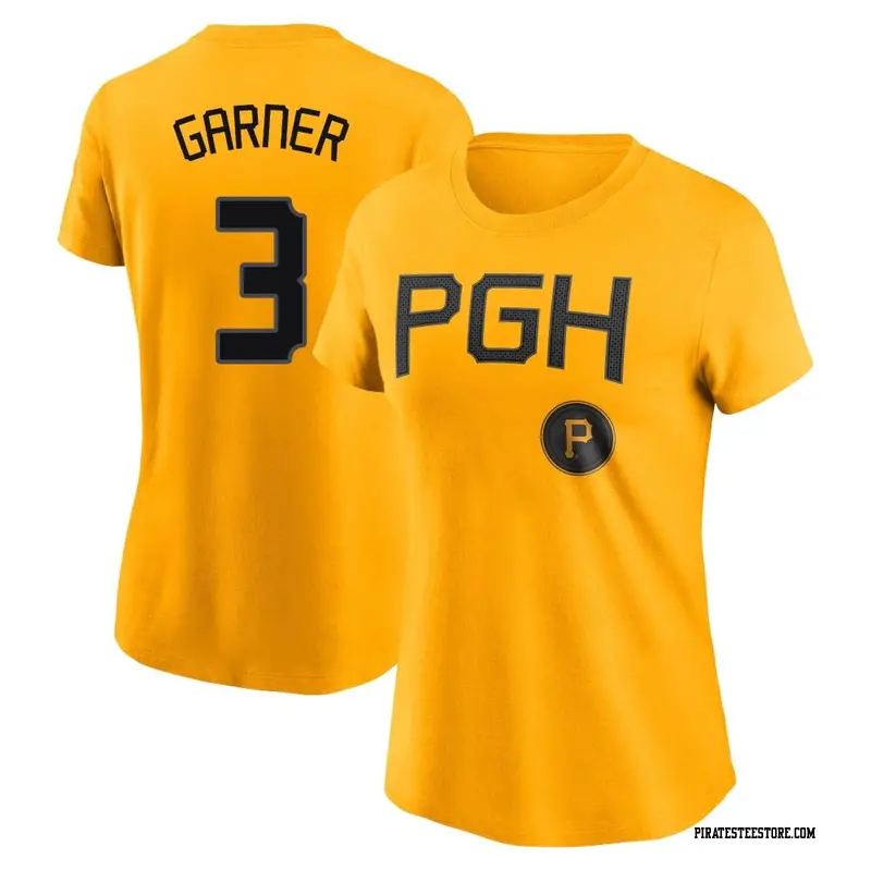 Women's Pittsburgh Pirates ＃3 Phil Garner Gold 2023 City Connect Name & Number T-Shirt