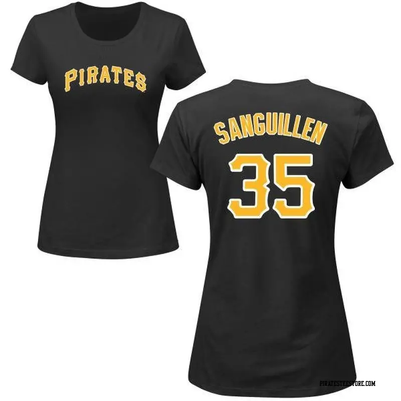 Women's Pittsburgh Pirates ＃35 Manny Sanguillen Black Roster Name & Number T-Shirt