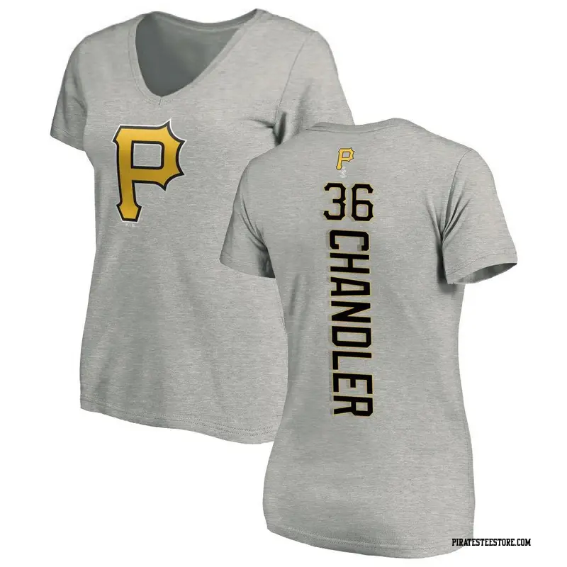 Women's Pittsburgh Pirates ＃36 Bubba Chandler Ash Backer Slim Fit T-Shirt
