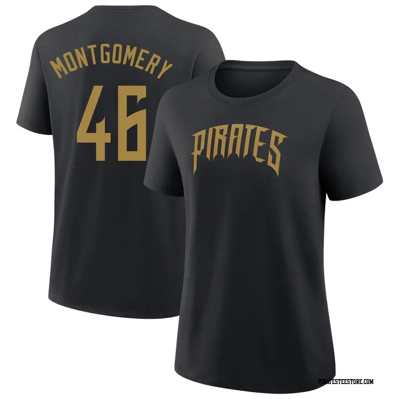 Women's Pittsburgh Pirates ＃46 Mason Montgomery Black 2026 City Connect Name & Number T-Shirt