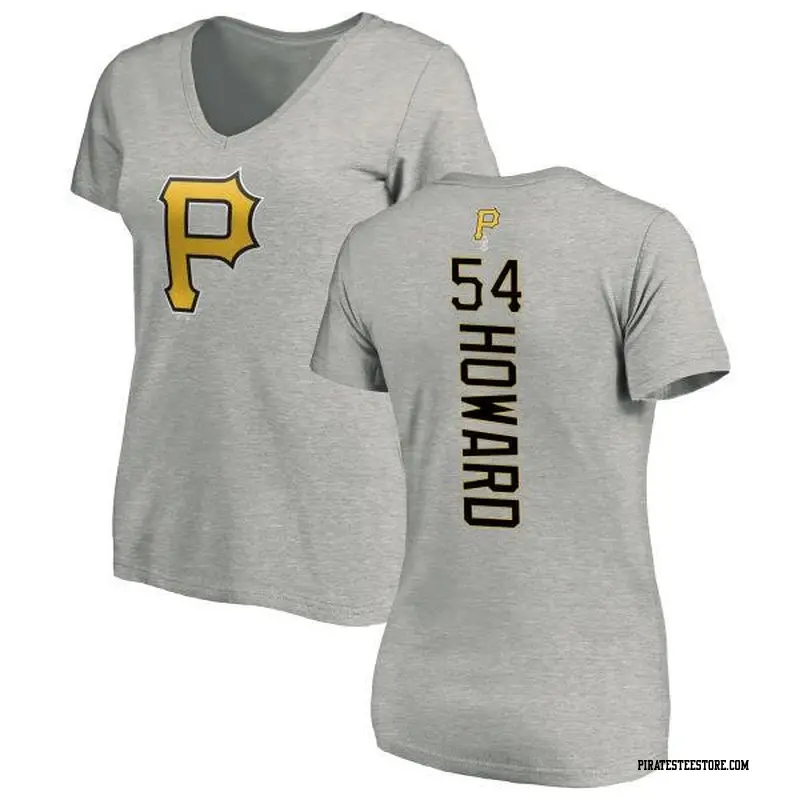 Women's Pittsburgh Pirates ＃54 Sam Howard Ash Backer Slim Fit T-Shirt