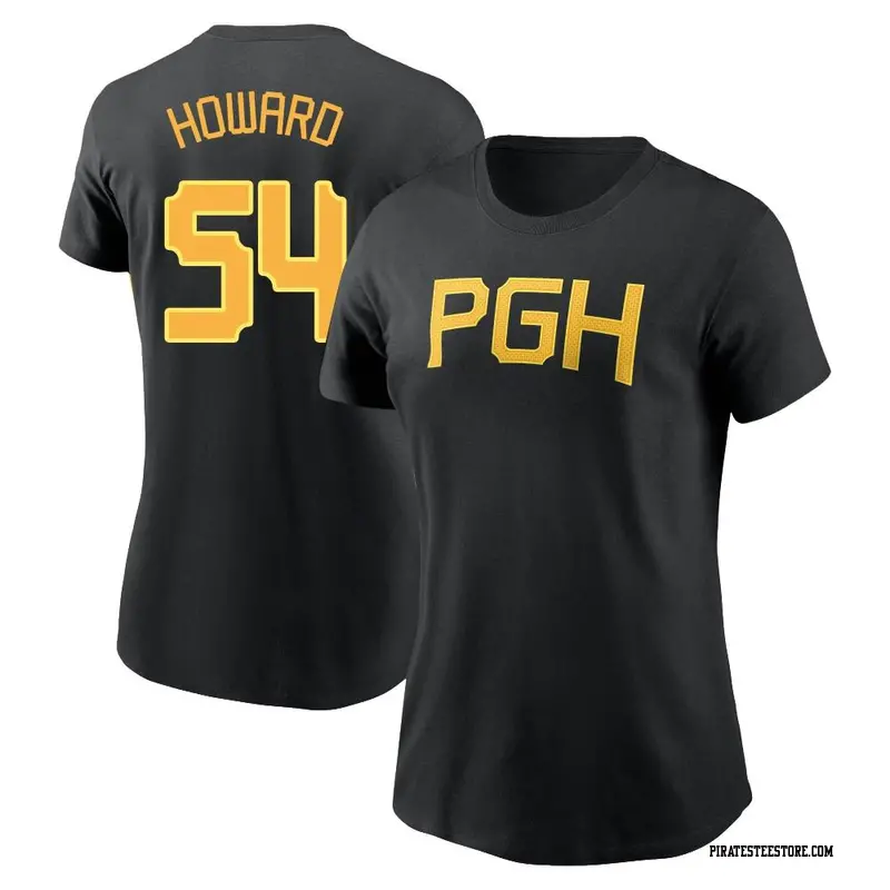 Women's Pittsburgh Pirates ＃54 Sam Howard Black 2023 City Connect Wordmark Name & Number T-Shirt