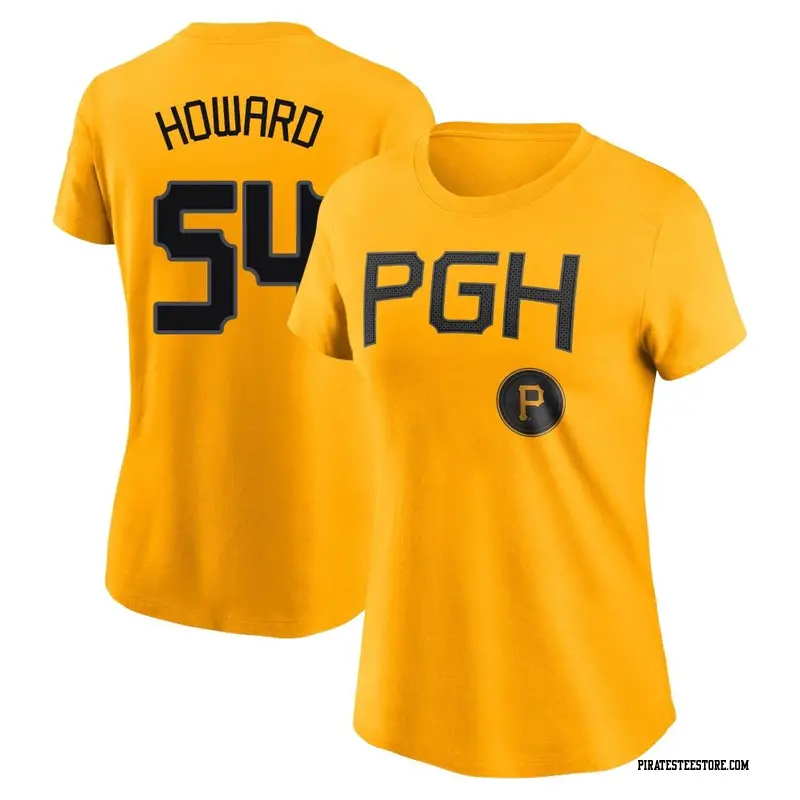 Women's Pittsburgh Pirates ＃54 Sam Howard Gold 2023 City Connect Name & Number T-Shirt