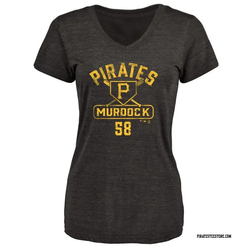 Women's Pittsburgh Pirates ＃58 Noah Murdock Black Base Runner T-Shirt
