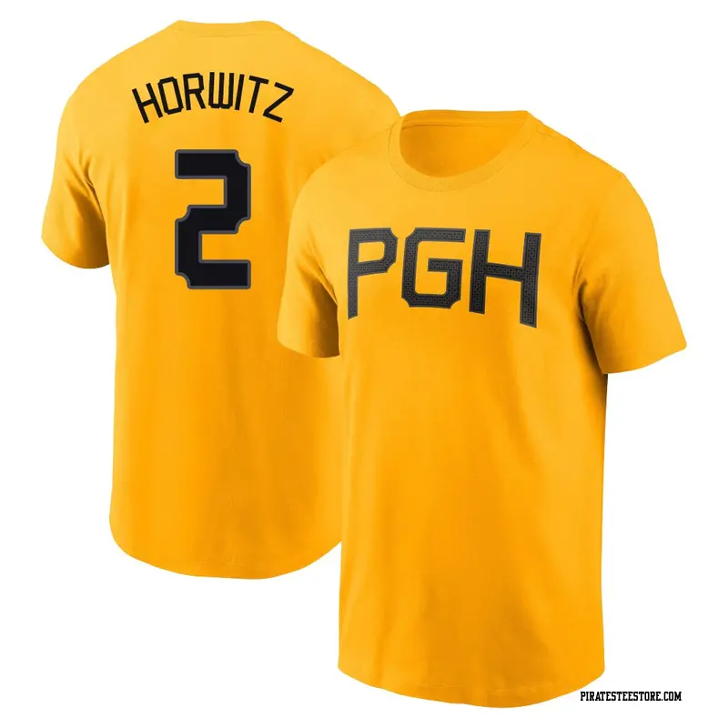 Youth Pittsburgh Pirates ＃2 Spencer Horwitz Gold 2023 City Connect Name & Number T-Shirt