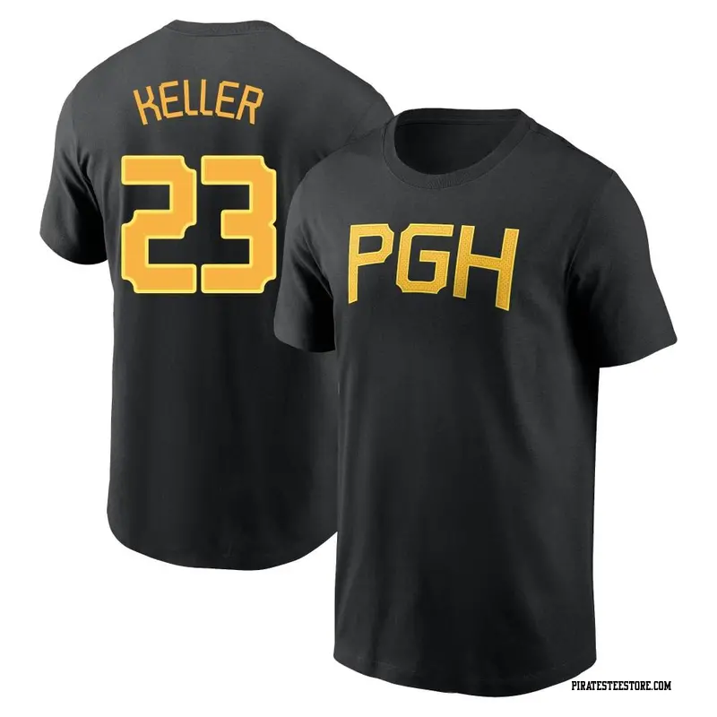Youth Pittsburgh Pirates ＃23 Mitch Keller Black 2023 City Connect Wordmark Name & Number T-Shirt