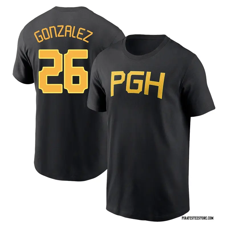 Youth Pittsburgh Pirates ＃26 Jacob Gonzalez Black 2023 City Connect Wordmark Name & Number T-Shirt