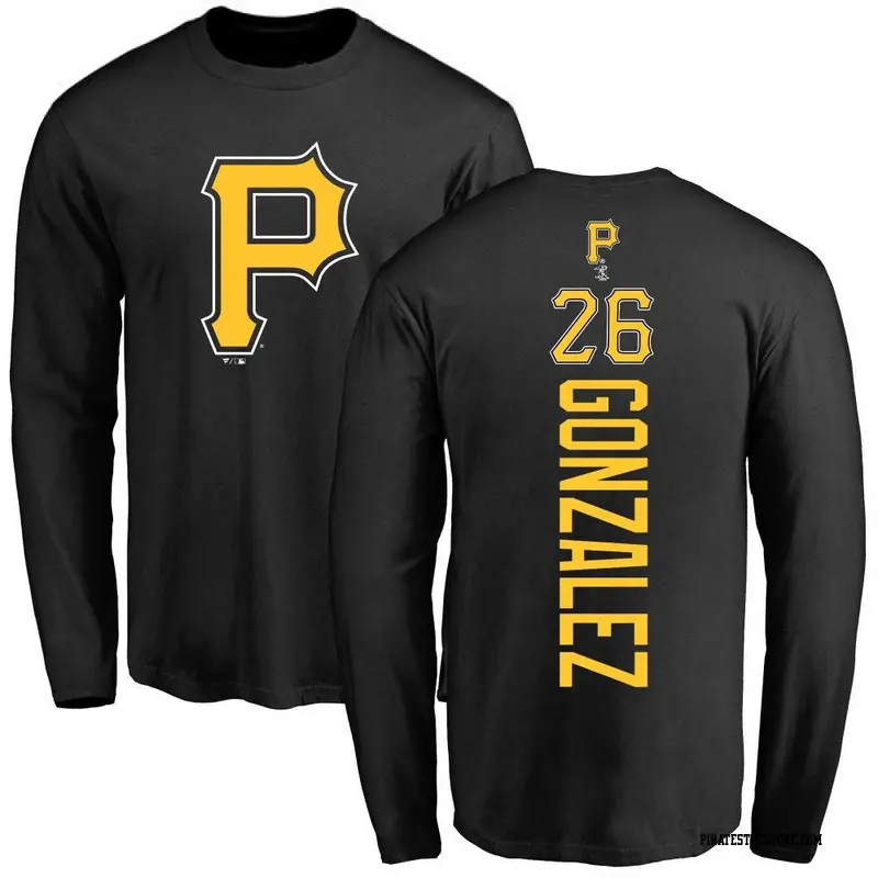 Youth Pittsburgh Pirates ＃26 Jacob Gonzalez Black Backer Long Sleeve T-Shirt