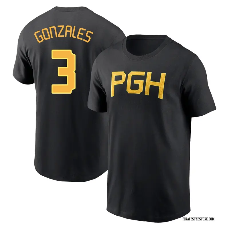 Youth Pittsburgh Pirates ＃3 Nick Gonzales Black 2023 City Connect Wordmark Name & Number T-Shirt