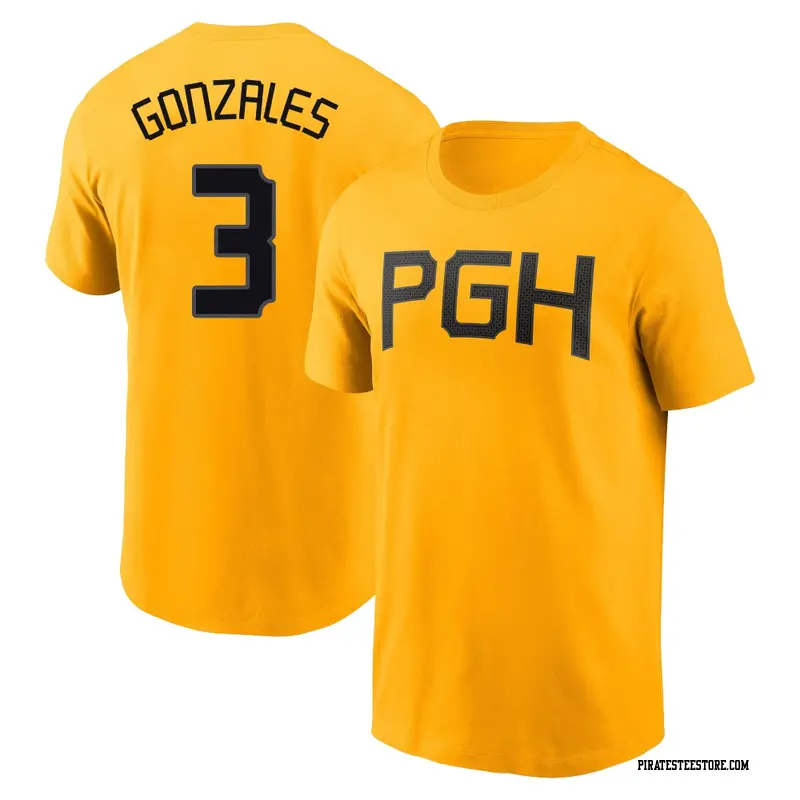 Youth Pittsburgh Pirates ＃3 Nick Gonzales Gold 2023 City Connect Name & Number T-Shirt