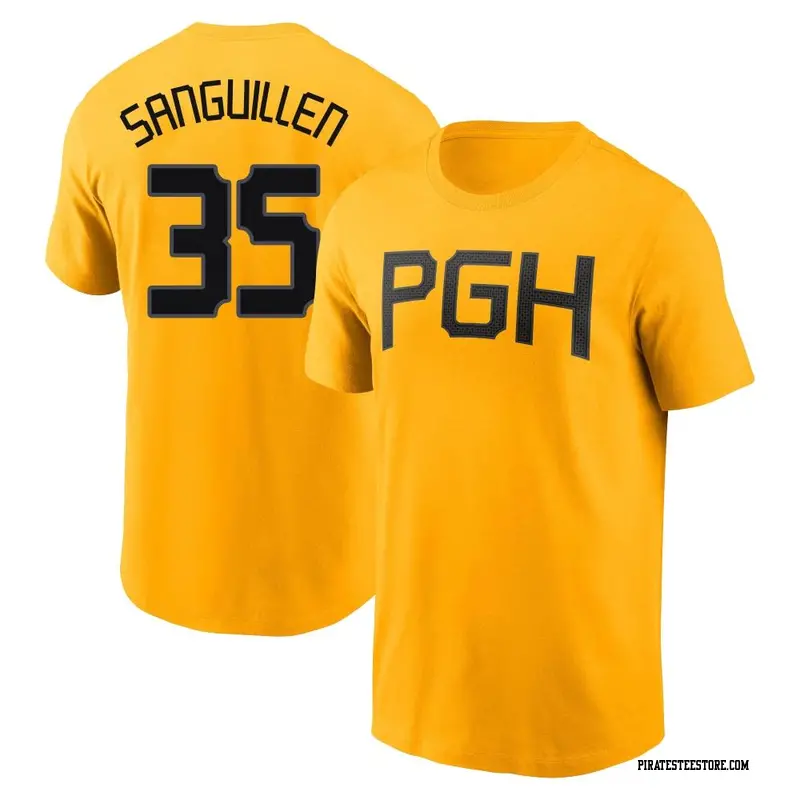 Youth Pittsburgh Pirates ＃35 Manny Sanguillen Gold 2023 City Connect Name & Number T-Shirt